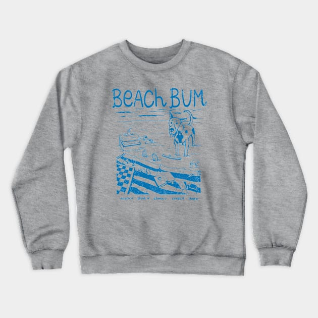 Our beach bum list: snack, drink, chess, cards, and a dog Crewneck Sweatshirt by croquis design